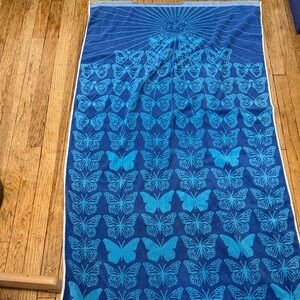Vintage Blue Butterfly Patterned Towel